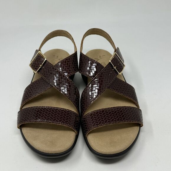 SAS Laguna Weave Henna Sandals Womens 10.5 W Wide Brown Croc Print Strappy - Picture 6 of 14